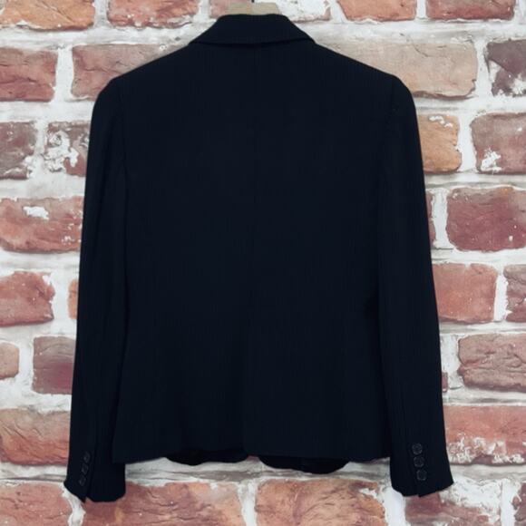 VTG Ann Taylor Jacket Women's Size 2 Black Striped Career Work Button Up Blazer - Picture 4 of 8